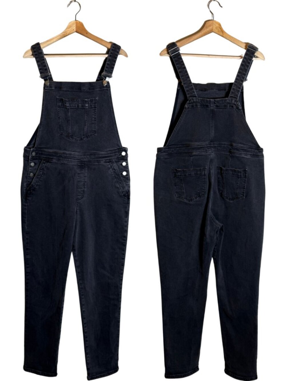 Boden Girlfriend Dungarees Overalls Women's 12 Washed Black Denim Boho Festival - Picture 1 of 16